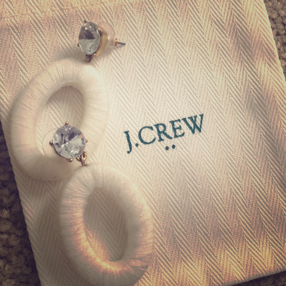 J.Crew white oval drop earrings